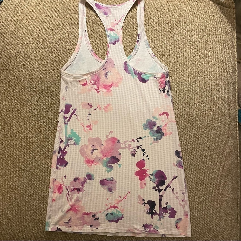 Lululemon Cool Racerback Blurred Blossoms Multi Colour Tank Size 2 - Picture 2 of 11